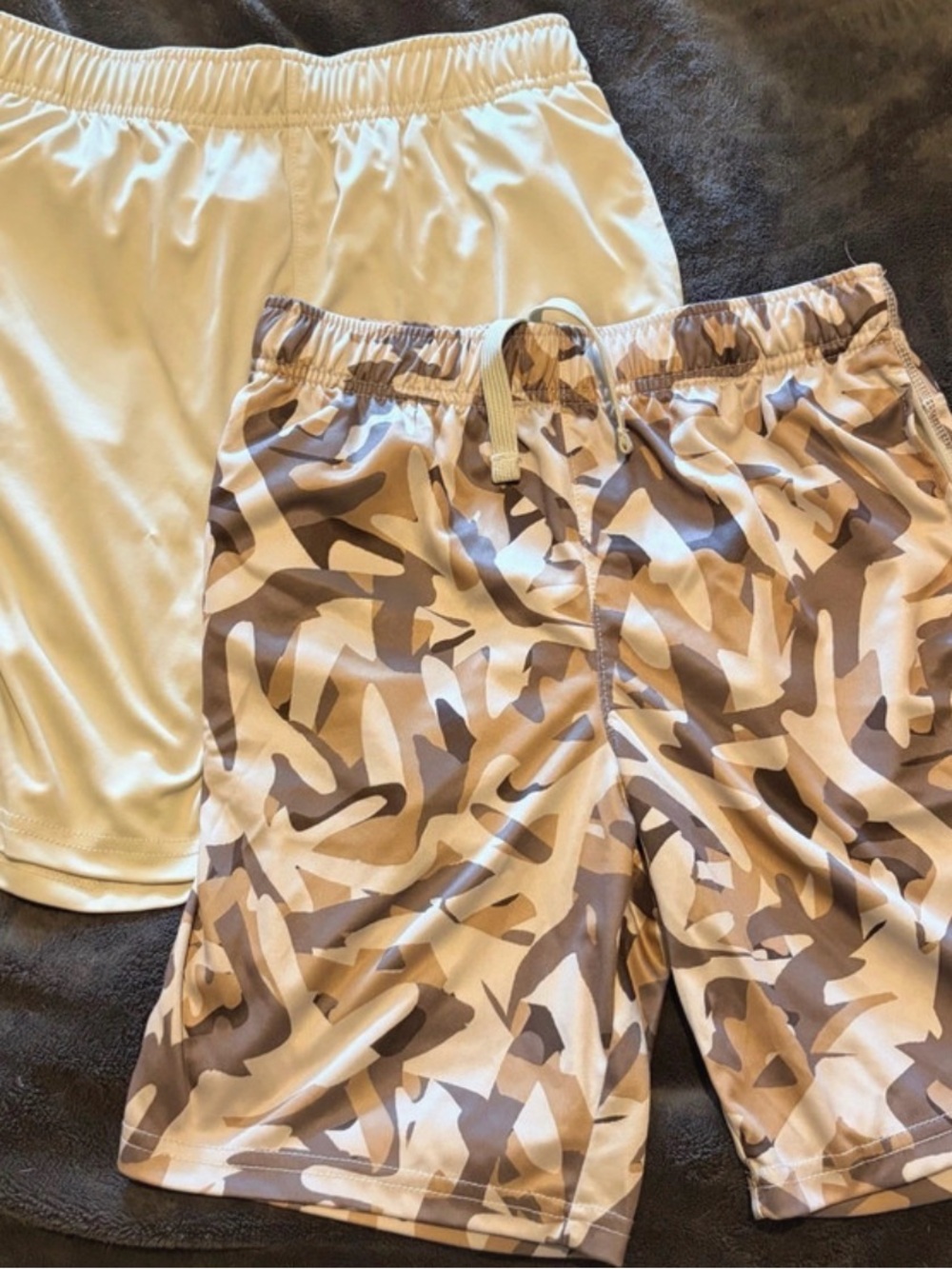 Kids Beige Camo Athletic Shorts - 2-Pack